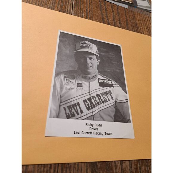 Vintage Ricky Rudd Levi Garrett NASCAR 7x5 Promo Photo B&W Paper Picture - Picture 1 of 4